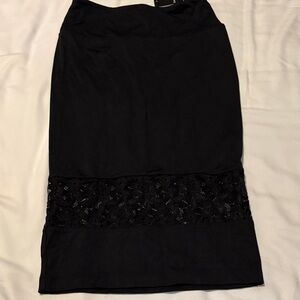 BEBE Elegant Black Lace Trim Skirt Size- X-Small
